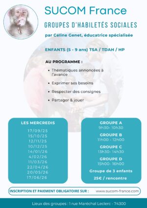 Groupe Habiletés Sociales 5-9 ans de 11h00 à 12h00