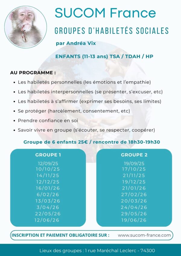 Groupe Habiletés Sociales enfants de 11 à 13 ans (Groupe 2)